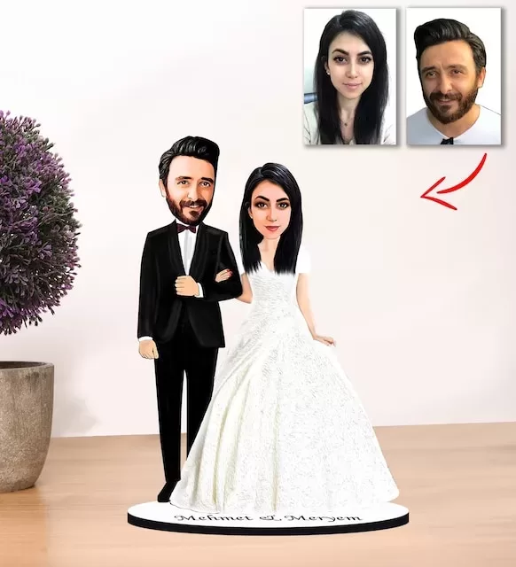 Kişiye Özel Karikatür Gelin Damat Biblo