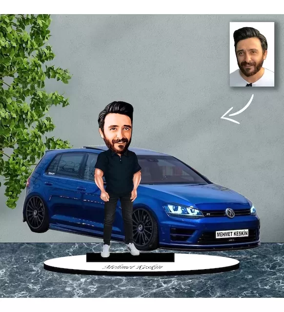Kişiye Özel Karikatür Golf Arabalı Karikatür Biblo B13