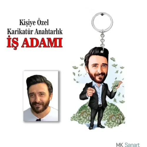 Kişiye Özel Erkek Karikatür İş Adamı, Patron, Girişimci Anah…