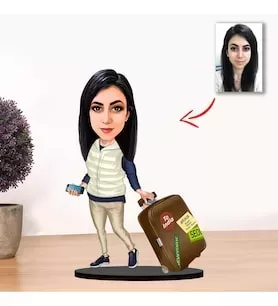 Kişiye Özel Karikatür Kadın Gezgin Biblo