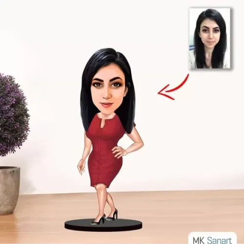 Kişiye Özel Karikatür Kadın Müdür Biblo Model4