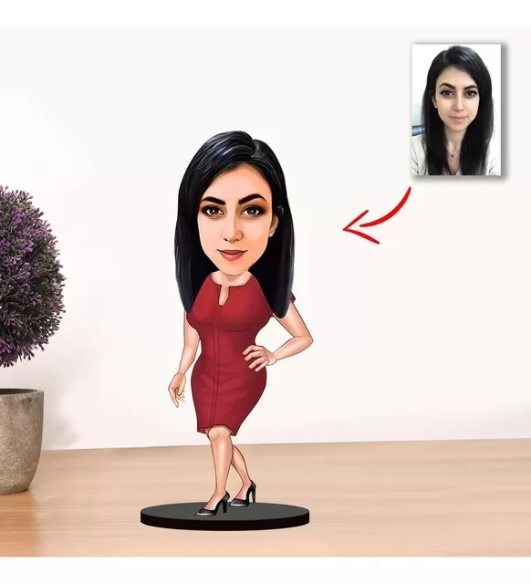 Kişiye Özel Karikatür Kadın Müdür Biblo Model4