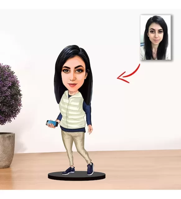 Kişiye Özel Karikatür Kadın Biblo Model 6