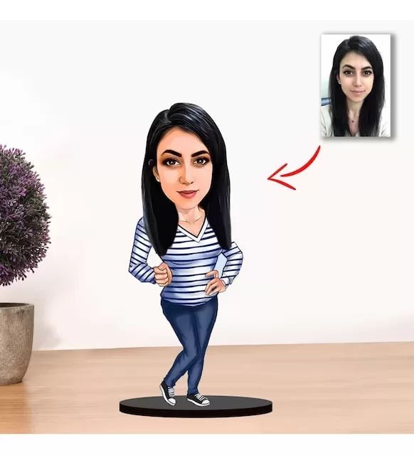 Kişiye Özel Karikatür Kadın Biblo Model5