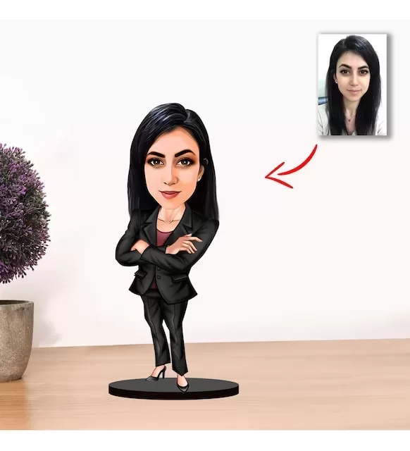 Kişiye Özel Karikatür Kadın Müdür Biblo