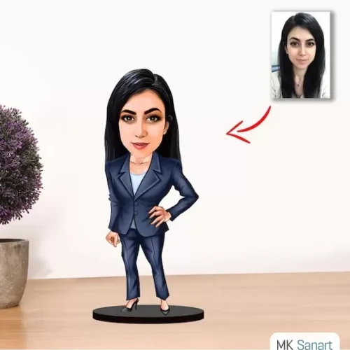 Kişiye Özel Karikatür Kadın Müdür Biblo Model2