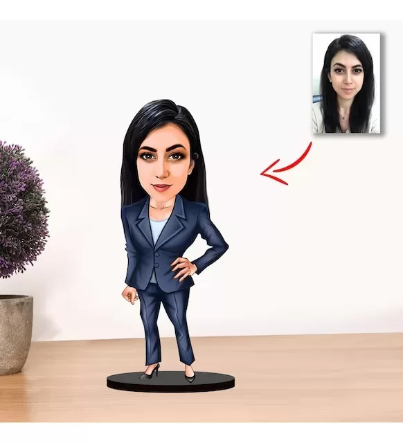 Kişiye Özel Karikatür Kadın Müdür Biblo Model2