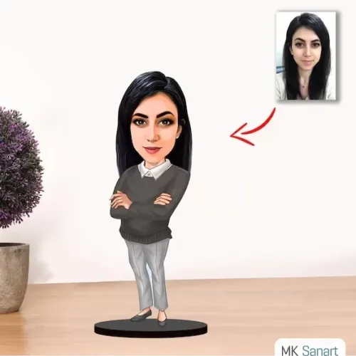 Kişiye Özel Karikatür Kadın Öğretmen Biblo