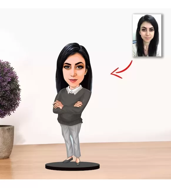 Kişiye Özel Karikatür Kadın Öğretmen Biblo