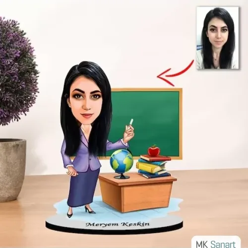 Kişiye Özel Karikatür Kadın Öğretmen Biblo X1