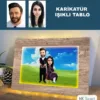 Kişiye Özel Karikatür Karadeniz Çift, Sevgili, Evli Işıklı Tablo 1