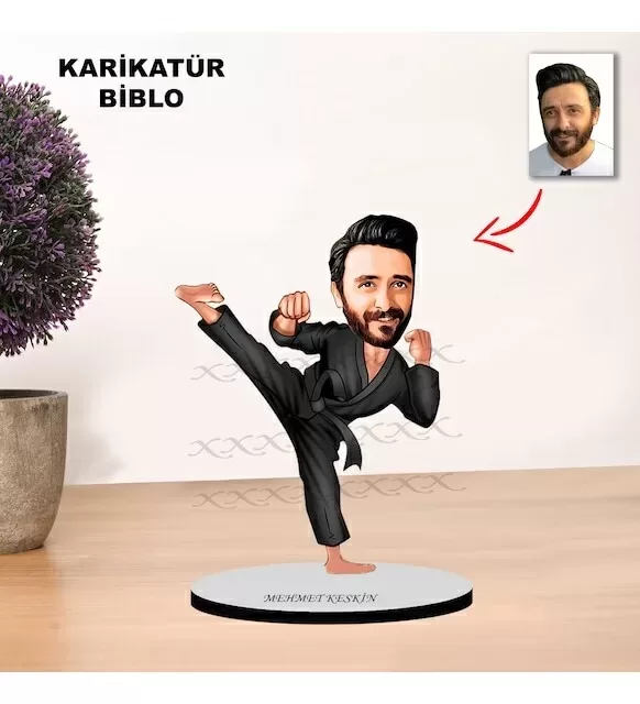 Kişiye Özel Karikatür Karateci Tasarımlı Erkek Biblo Xkb15