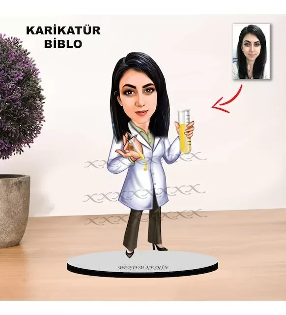 Kişiye Özel Karikatürlaboratuvar Teknisyen Tasarımlı Kadın Biblo Xkbk8