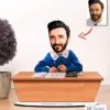 Kişiye Özel Karikatür Mavi Önlük Erkek Biblo