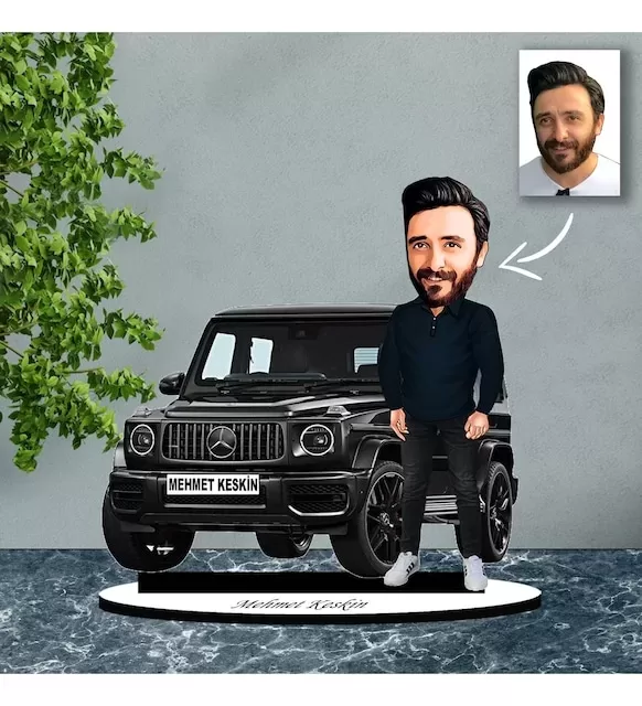 Kişiye Özel Karikatür Mercedes G63 Arabalı Karikatür Biblo B9