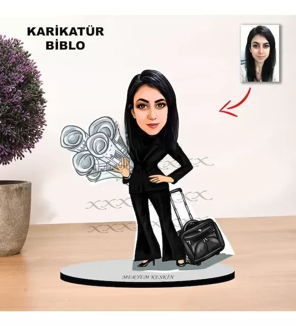 Kişiye Özel Karikatürmimar Tasarımlı Kadın Biblo Xkbk14