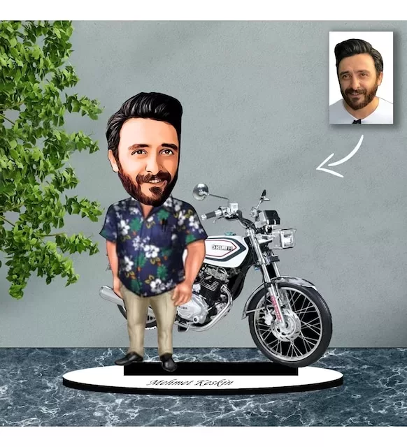 Kişiye Özel Karikatür Motorsiklet Tasarım Karikatür Biblo B14