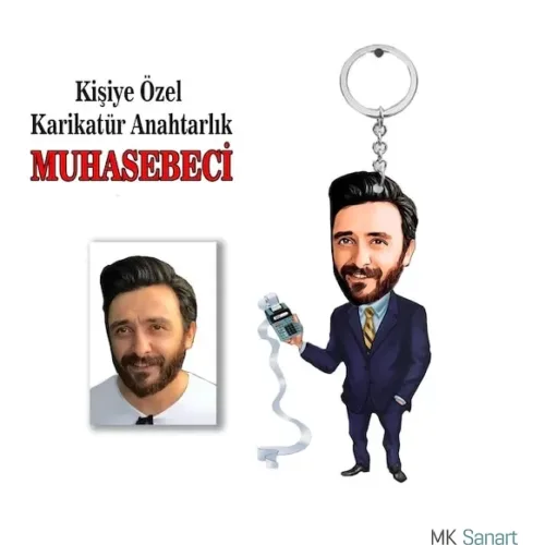 Kişiye Özel Erkek Karikatür Muhasebeci, Mali Müşavir Anahtar…