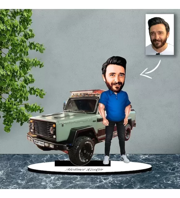 Kişiye Özel Karikatür Off- Road Arabalı Karikatür Biblo B1