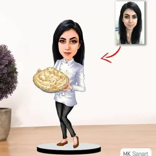 Kişiye Özel Karikatür Pastacı Kadın Biblo