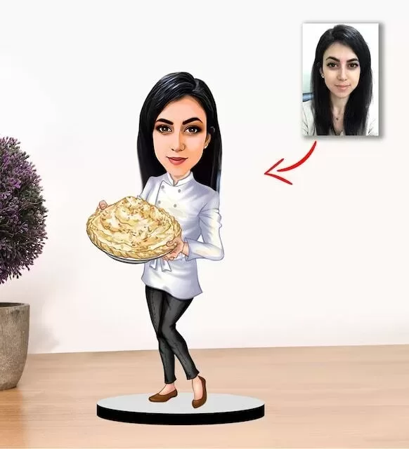 Kişiye Özel Karikatür Pastacı Kadın Biblo