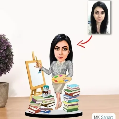 Kişiye Özel Karikatür Ressam Kadın Biblo