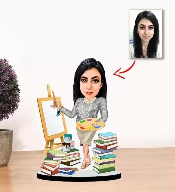Kişiye Özel Karikatür Ressam Kadın Biblo