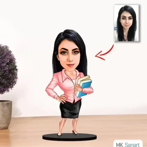 Kişiye Özel Karikatür Sekreter Kadın Biblo