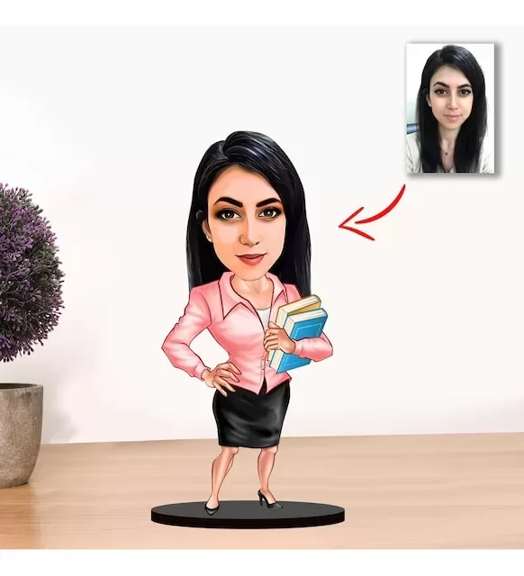 Kişiye Özel Karikatür Sekreter Kadın Biblo