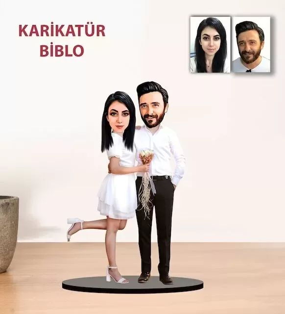 Kişiye Özel Karikatür Sevgili Hediyesi Çift, Sevgili Biblo Yh4