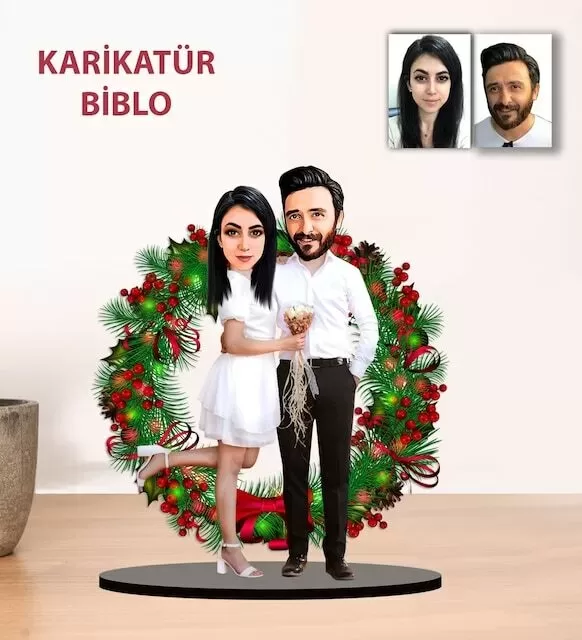 Kişiye Özel Karikatür Sevgili Yılbaşı Hediyesi Çift, Sevgili Biblo Yh3