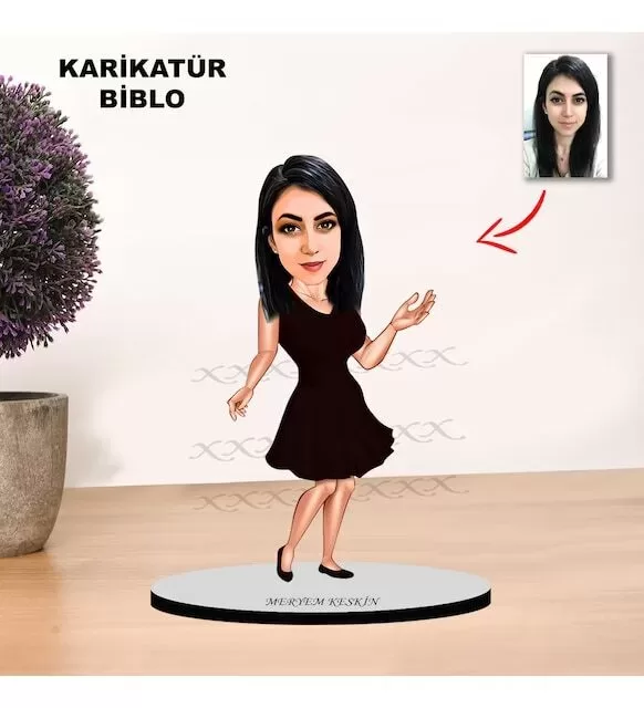 Kişiye Özel Karikatür tasarımlı Kadın Biblo Xkbk1