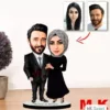 Kişiye Özel Karikatür Tesettürlü Çift, Sevgili Biblo