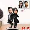 Kişiye Özel Karikatür Tesettürlü Çift, Sevgili Biblo