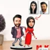 Kişiye Özel Karikatür Tesettürlü Çift, Sevgili Biblo