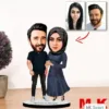 Kişiye Özel Karikatür Tesettürlü Çift, Sevgili Biblo