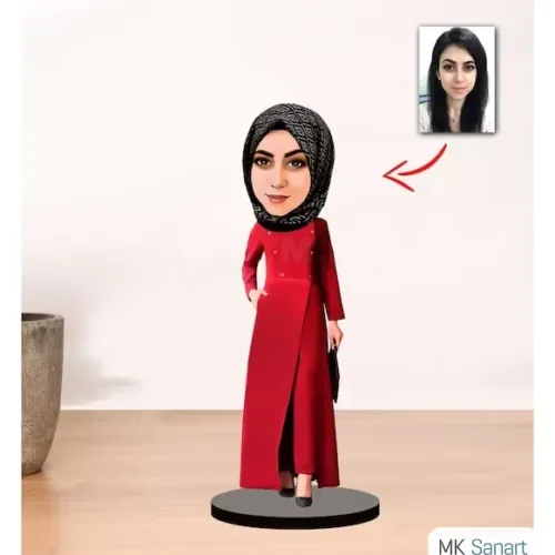 Kişiye Özel Karikatür Tesettürlü Kadın Biblo