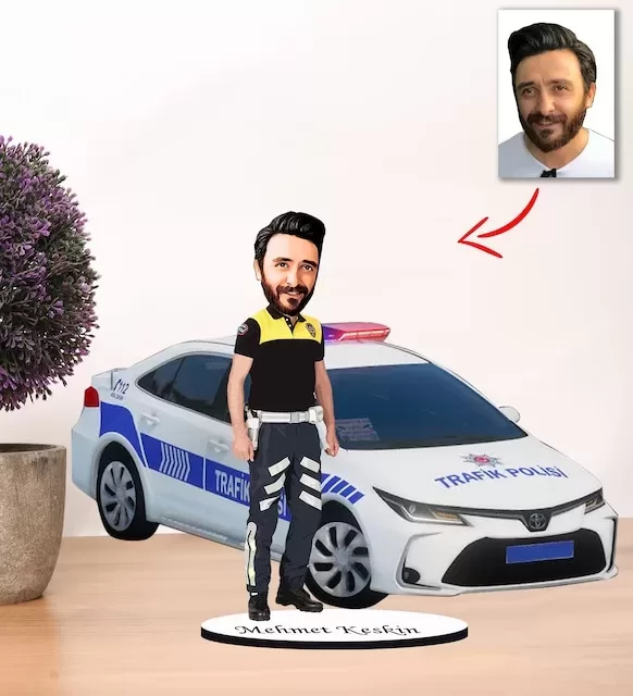 Kişiye Özel Karikatür Trafik Polisi Erkek Biblo
