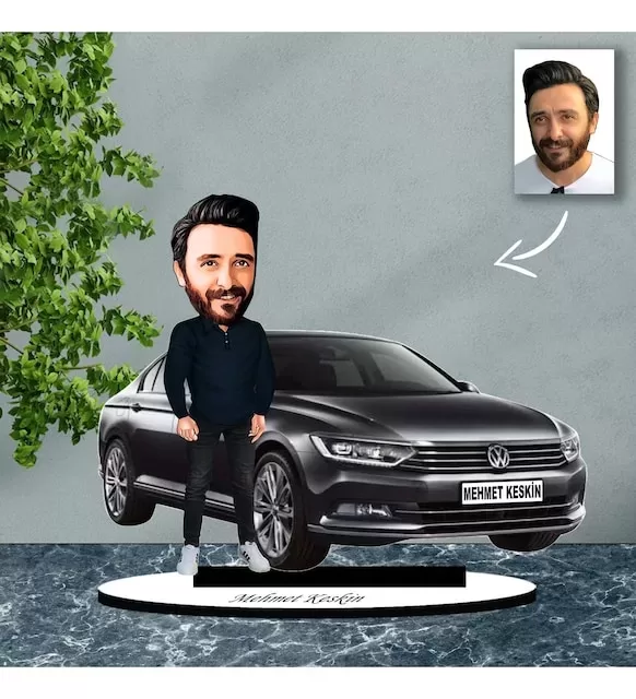 Kişiye Özel Karikatür Volkswagen Passat Arabalı Karikatür Biblo B17