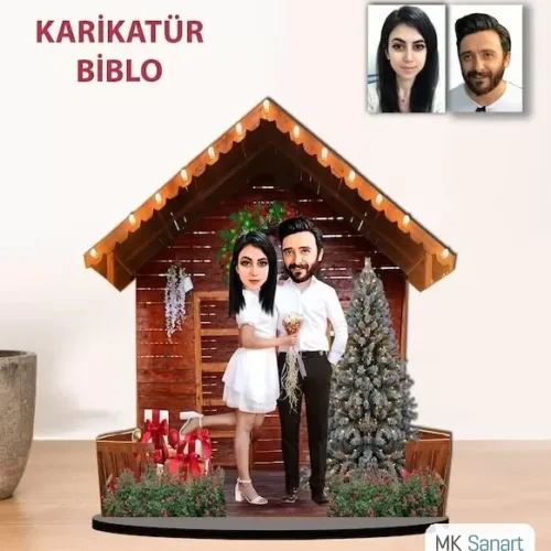 Kişiye Özel Karikatür Yılbaşı Hediyesi Çift, Sevgili Biblo Yh1
