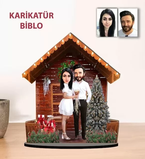 Kişiye Özel Karikatür Yılbaşı Hediyesi Çift, Sevgili Biblo Yh1