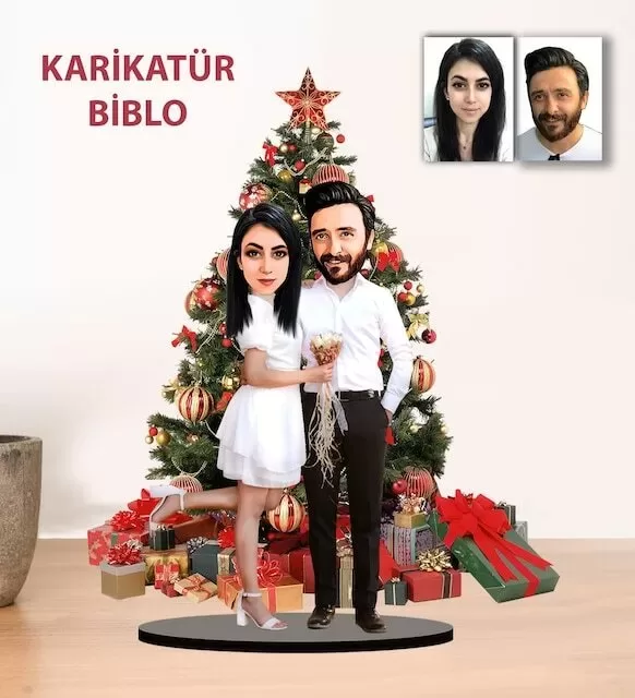 Kişiye Özel Karikatür Yılbaşı Hediyesi Çift, Sevgili Biblo Yh2