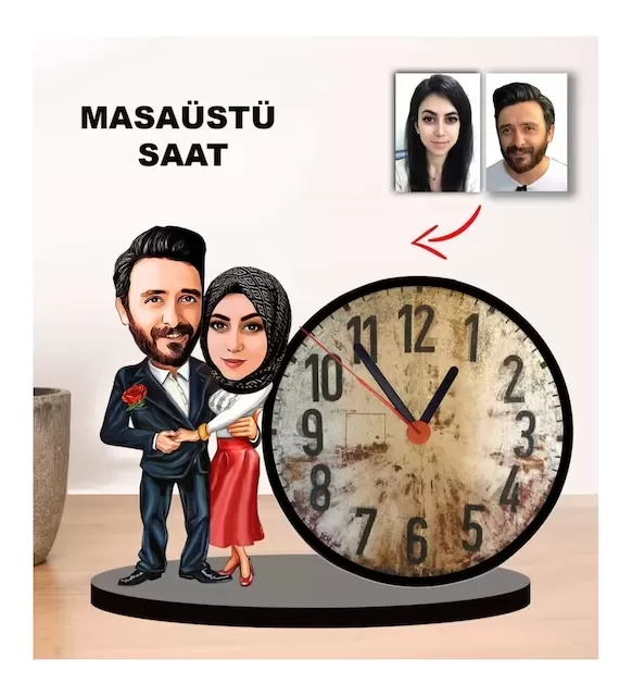 Kişiye Özel Masaüstü Saat Sevgili Model-1