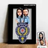 Kişiye Özel Polis Çift Karikatür Ahşap Tablo – Mx14