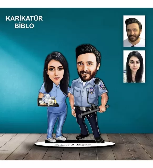Kişiye Özel Polis Tasarımlı Karikatür Biblo B108