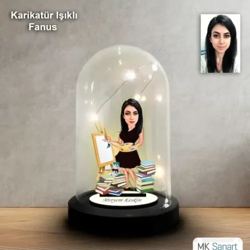 Kişiye Özel Ressam Tasarımlı Işıklı Karikatür Fanus Biblo Fn…