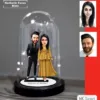 Kişiye Özel Sevgili Çift Evli Tasarımlı Işıklı Karikatür Fanus Biblo Fn112