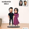 Kişiye Özel Sevgili Evli Tesettürlü Karikatür Biblo Kb16
