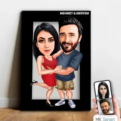 Kişiye Özel Sevgili Karikatür Ahşap Tablo - Mx4