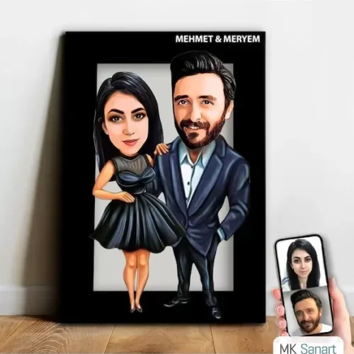 Kişiye Özel Sevgili Karikatür Ahşap Tablo - Mx5